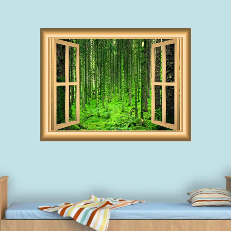 East Urban Home 3D Forest Nature Window Wall Decal & Reviews Wayfair